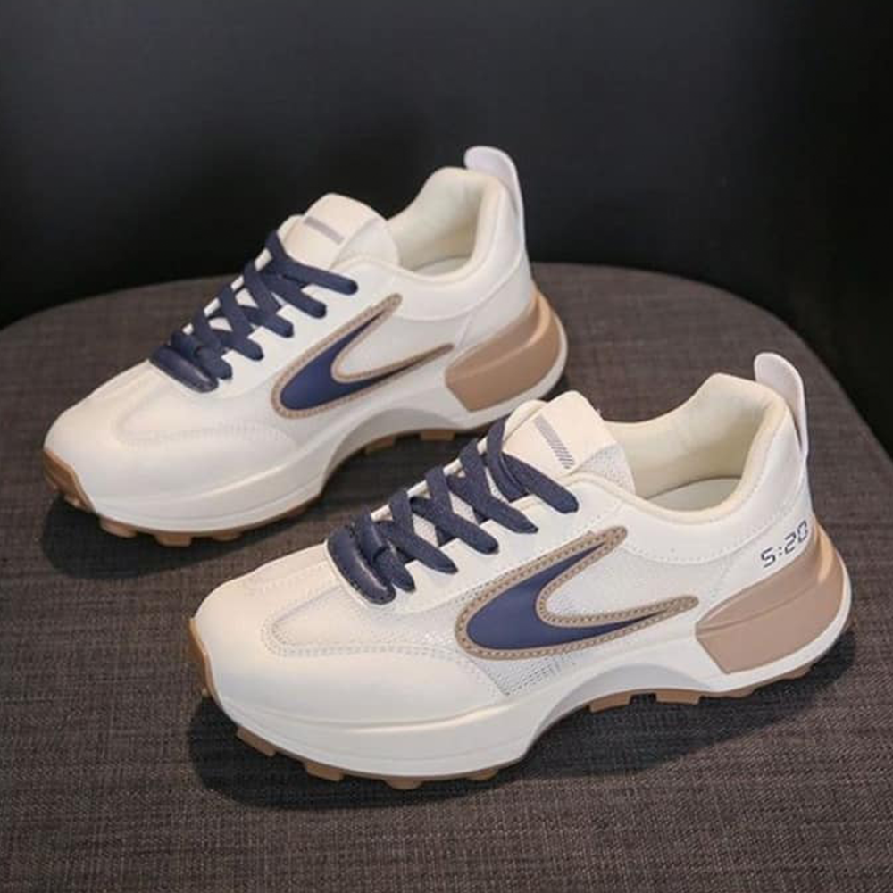 Artificial Leather Sports Shoes For Women - Multicolor