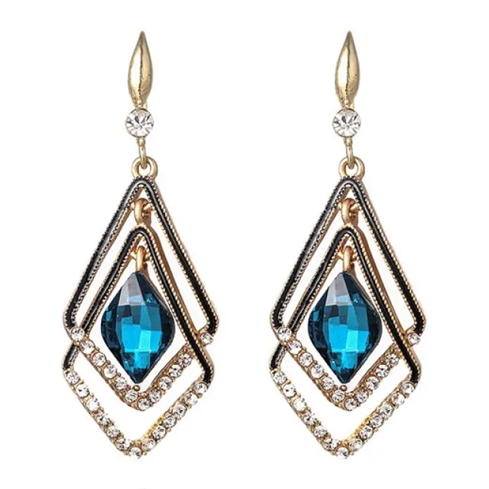 Geometry Shape Double Earrings For Women - Blue