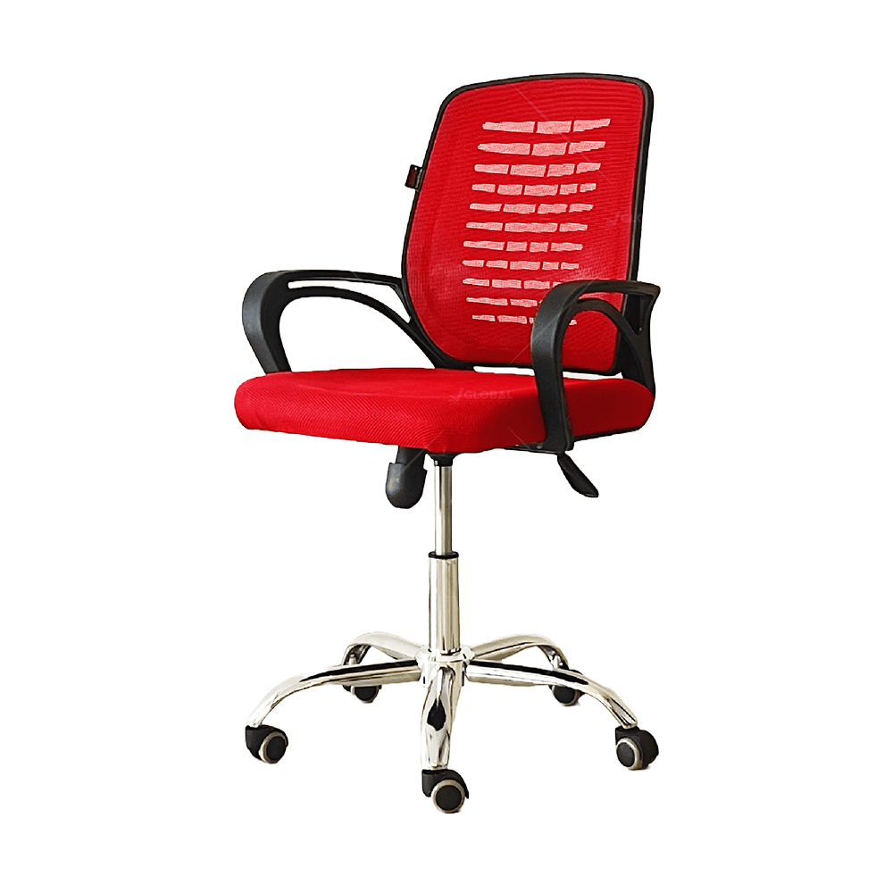 Fabric and Plastic Regular Executive Office Chair - Red and Black