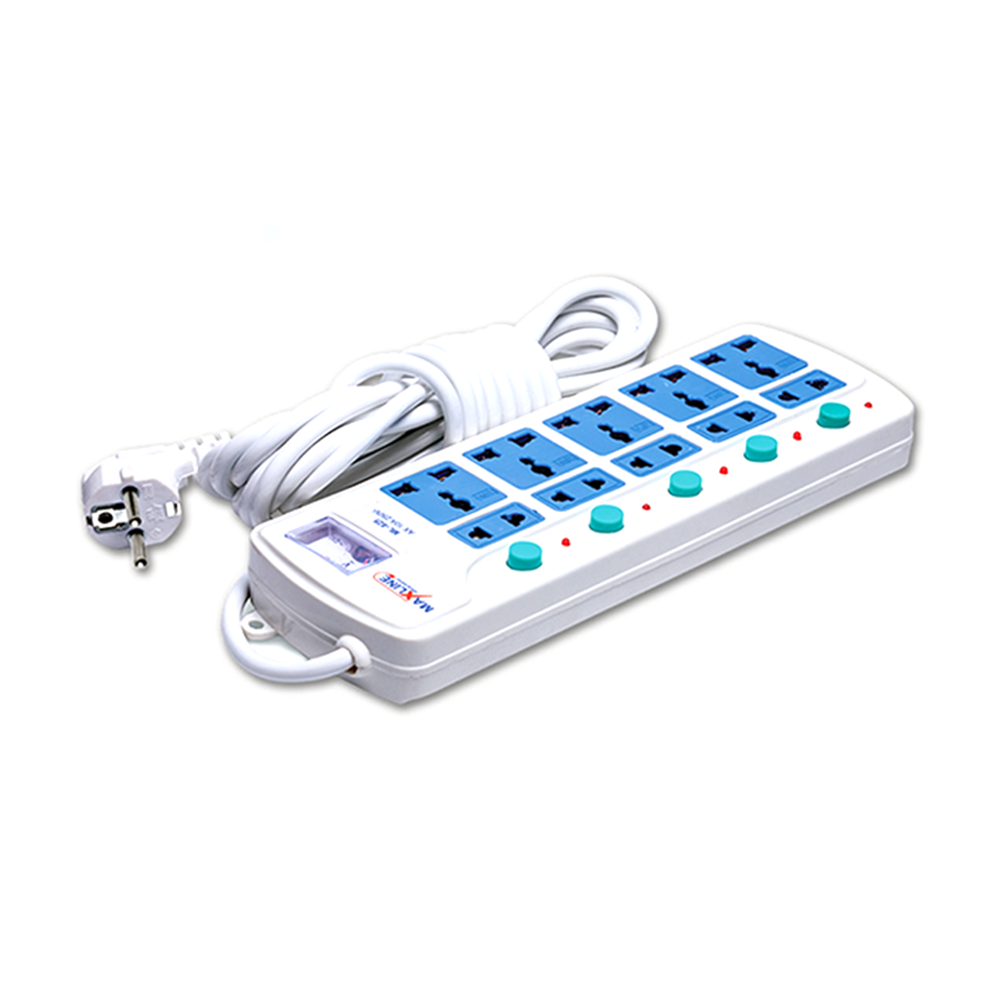 Maxline ML-825 Extension Socket/Multiplug 10 Port - White