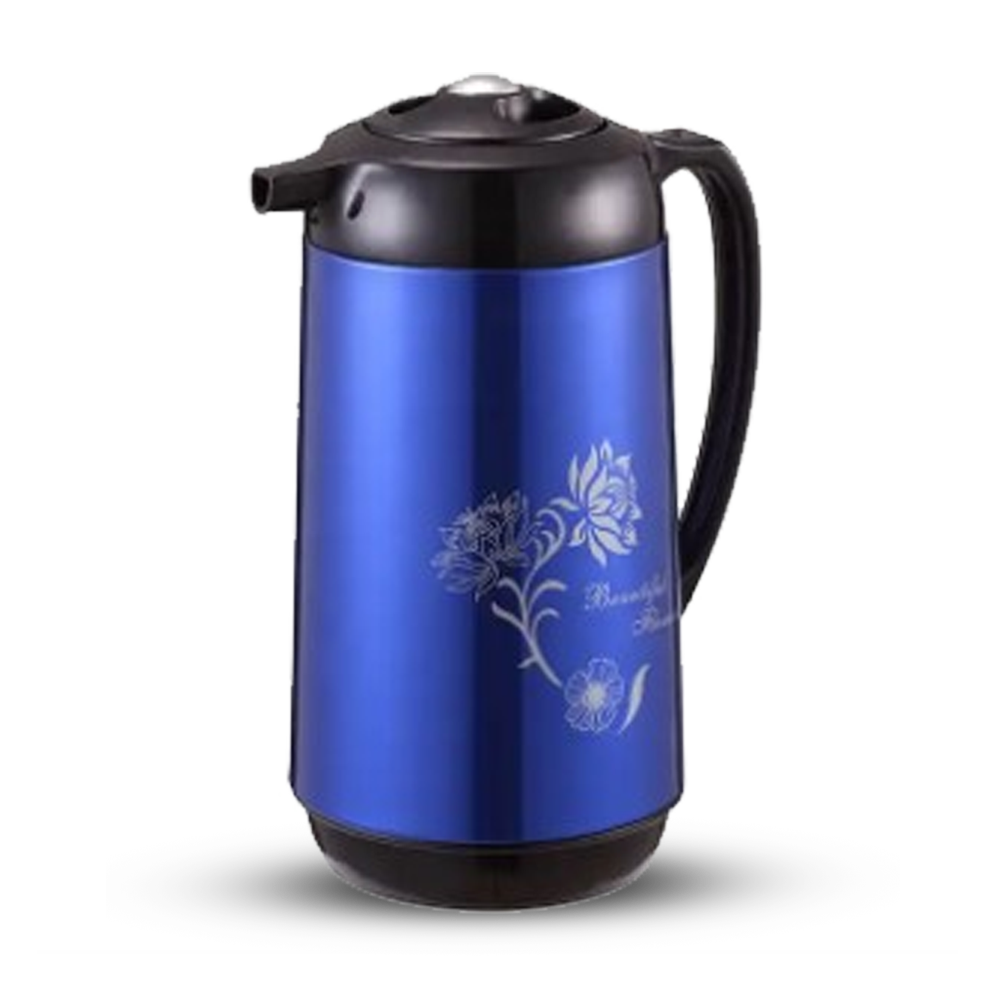 Metal Vacuum Push Flask - 1000 ML - Blue