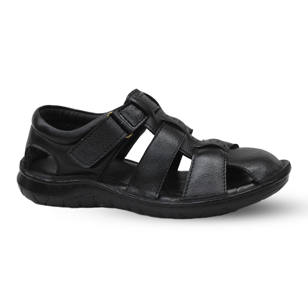 Leather Sandal For Men - Black - MS315