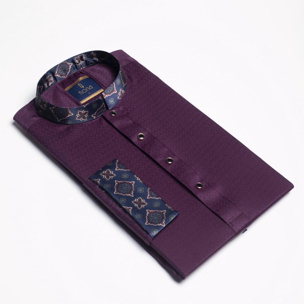 Fiona Cotton Panjabi for Men - Purple - PN-015