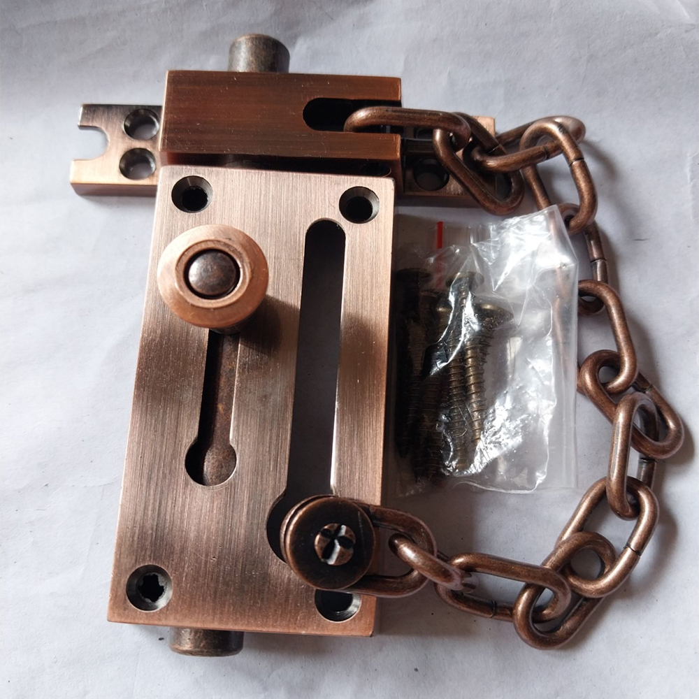 Stainless Steel Door Chain With Bolt System - Antique
