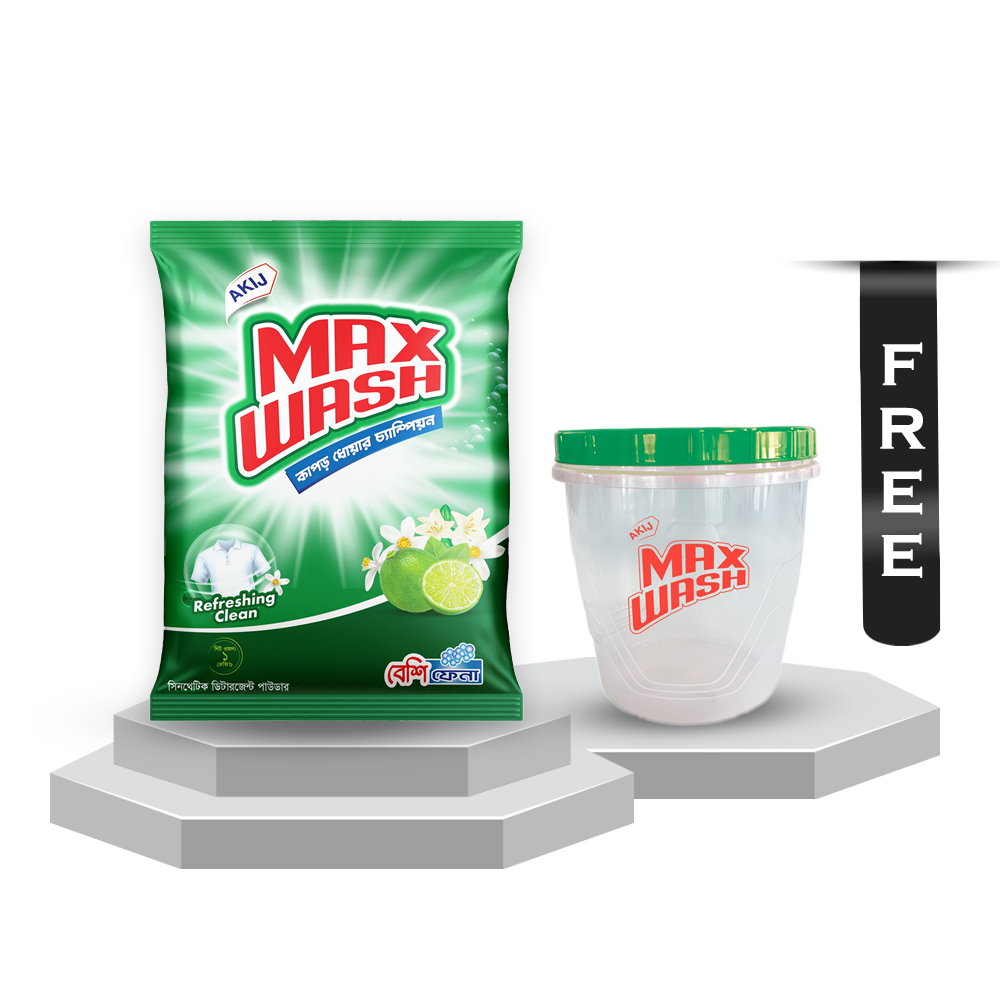 Akij Max Wash Detergent Powder 1 Kg With Jar Box Free