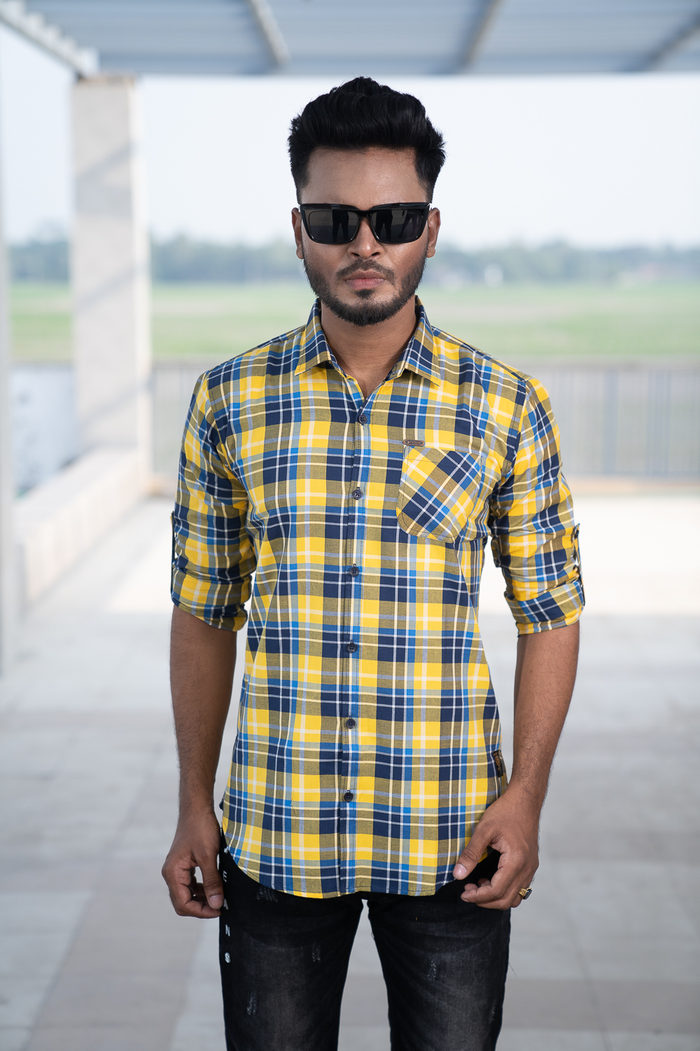 Yellow deals check shirt