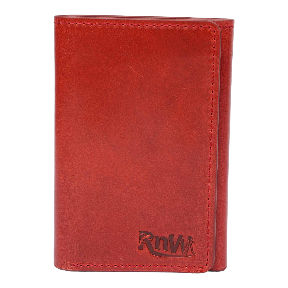 Rnw Leather Oil pull-up tri-fold Wallet For Men - Orange - RIM-TF-040-OR