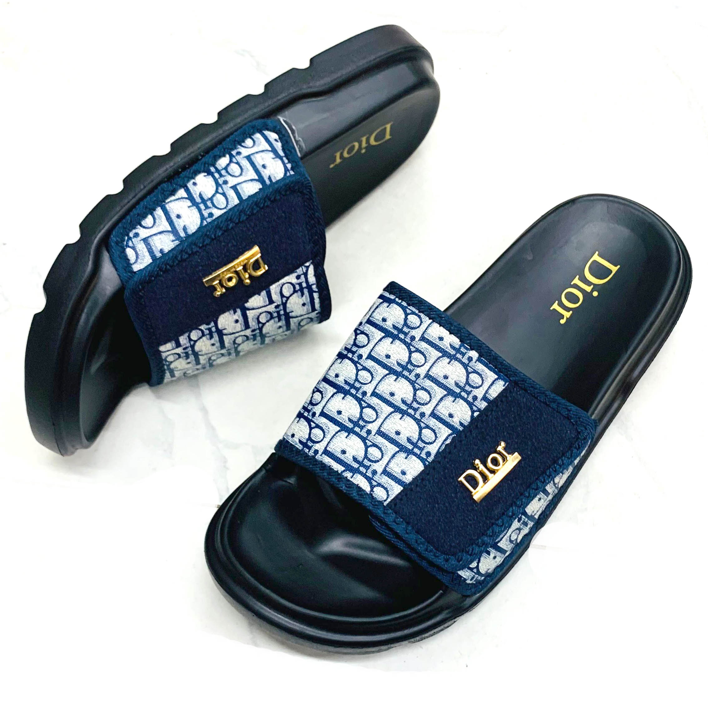 Dior PU Leather Slide Slipper For Men - Blue - SL 726