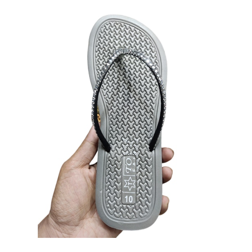 Artificial Leather Eva Flip Flop Sandal For Women - Silver