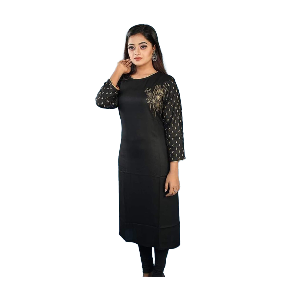 Fashionable One Pis Kurti For Women - MK-33 - Black