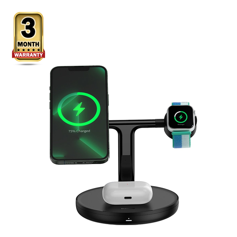 Baseus Wireless Swan 3 In1 Magnetic Charging Holder - 20W - Black - WXTE000001