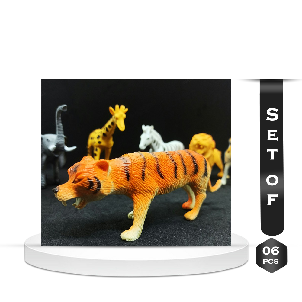 Plastic Mini Jungle Wild Animals Toys - 6 Pcs - 131606714
