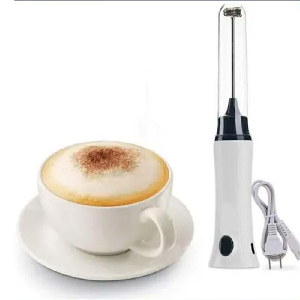 Stainless Rechargeable Eggbeater and Coffee Mixer - Black and White - SN40