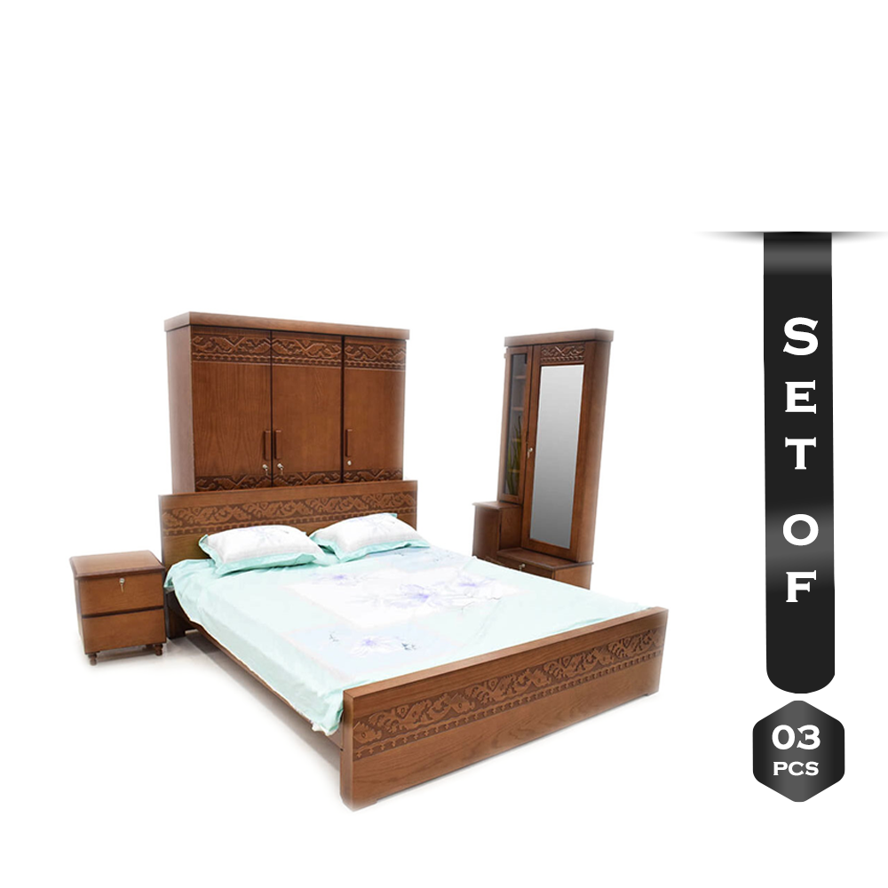 Set of 3 Jamdani Design Bedroom Furniture - EF-BS-04 - Jamdani