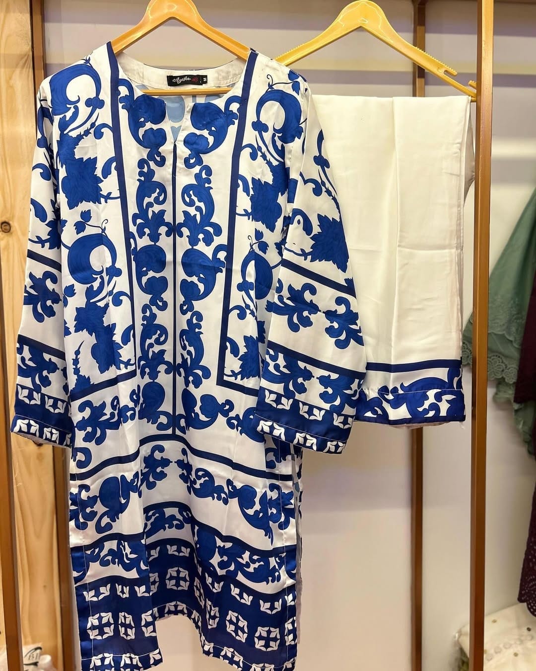Ready Made VIP Silk Two Pieces For Women - Blue
