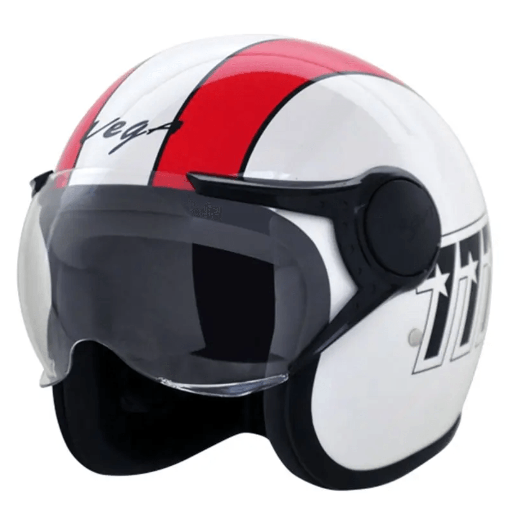 Vega Half Face Helmet - Red and White 