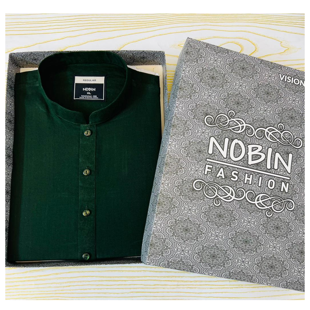 Nobin Cotton Panjabi For Men - Green - F-286