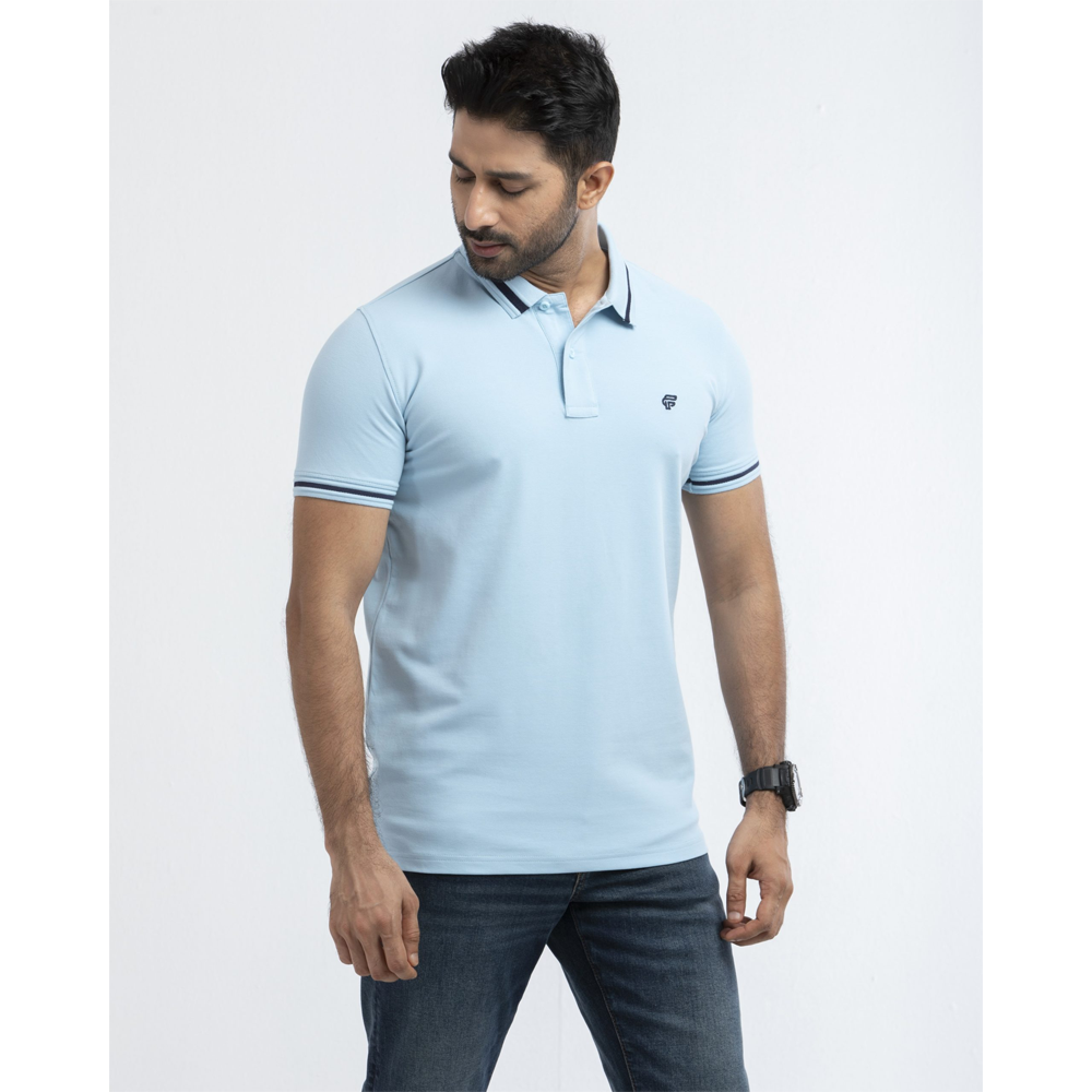 Fiona Cotton Polo for Men - Sky Blue - PW-06