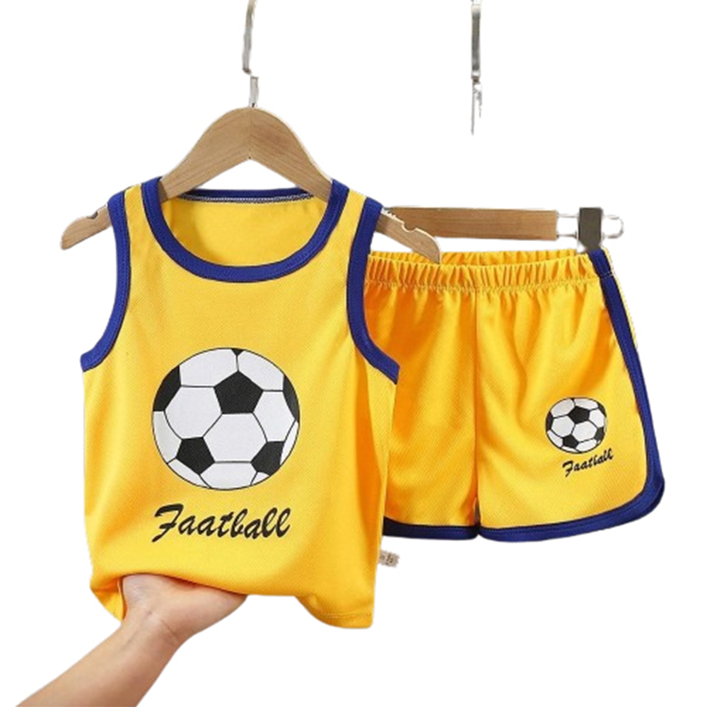 Mesh T-Shirt with Half Pant for Baby Boys - Yellow - BM-07