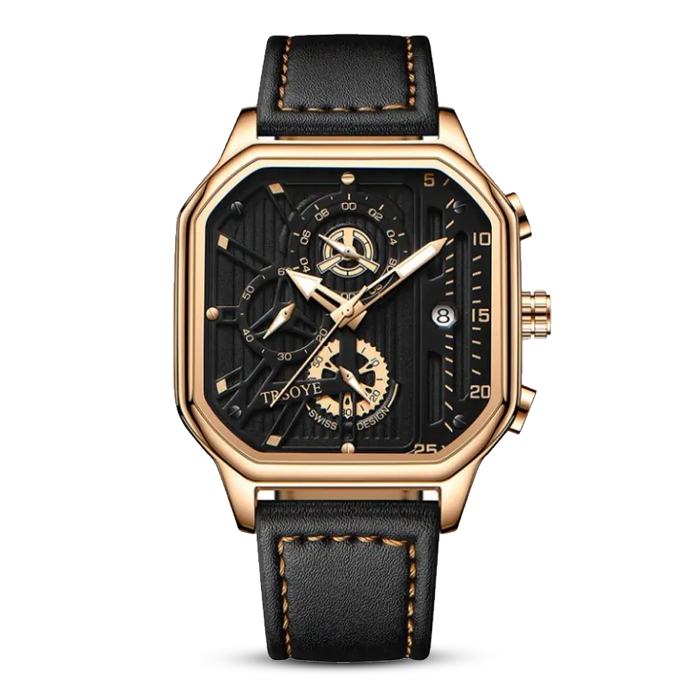 Trsoye 6604 Stainless Steel Quartz Wrist Watch For Men - Rose Gold
