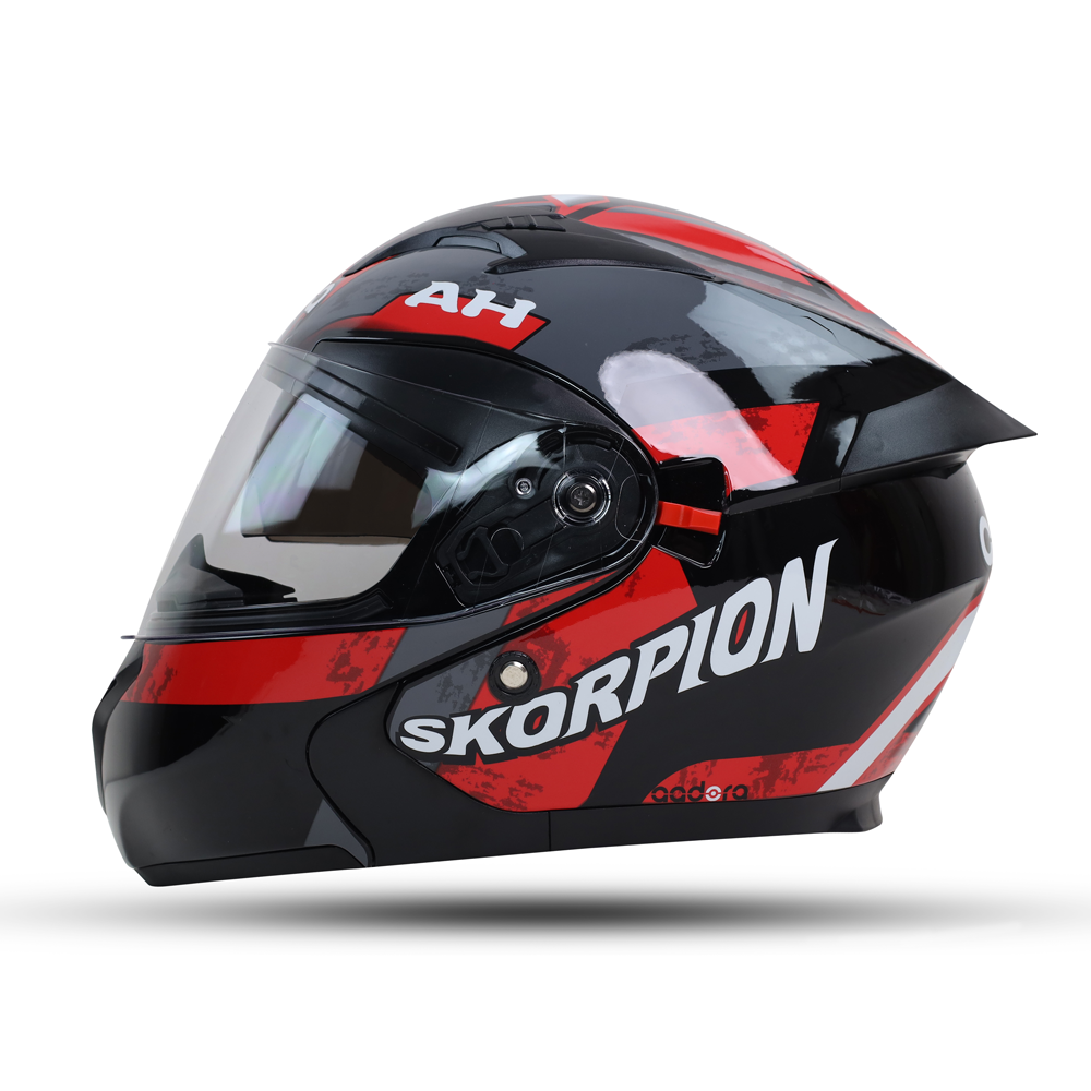 Aadora 333 Flipup Full Face Helmet - Glossy Black and Red - APBD1064