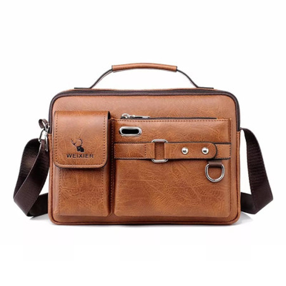 Pu Leather Shoulder Bag for Men - Brown - 615