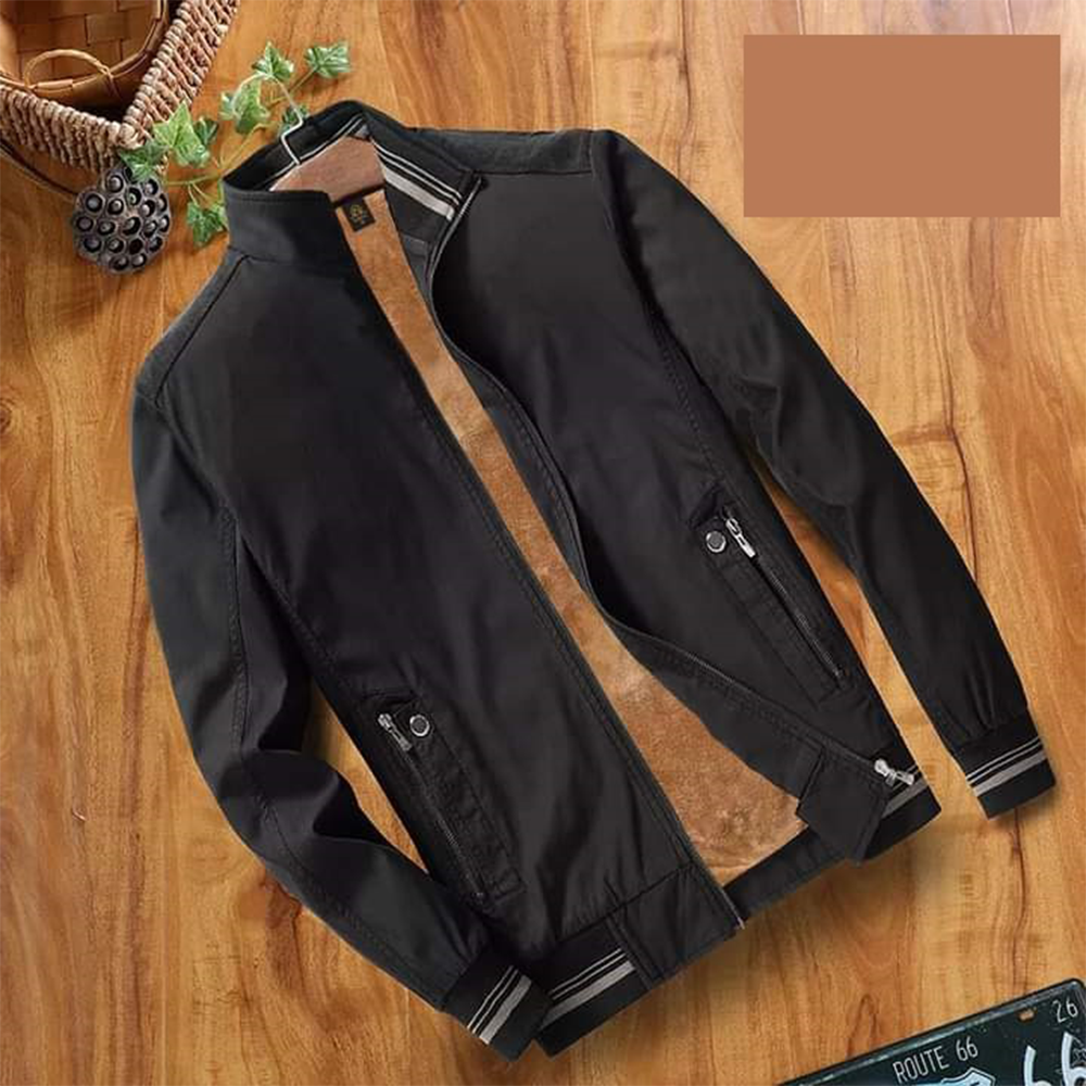 Premium Double Part Jacket For Men - Black 