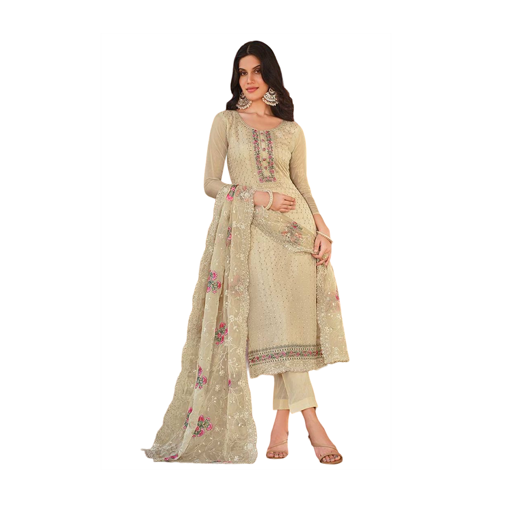 Pakistani Designed Gorgeous Party Wear - SK -318 - Off White