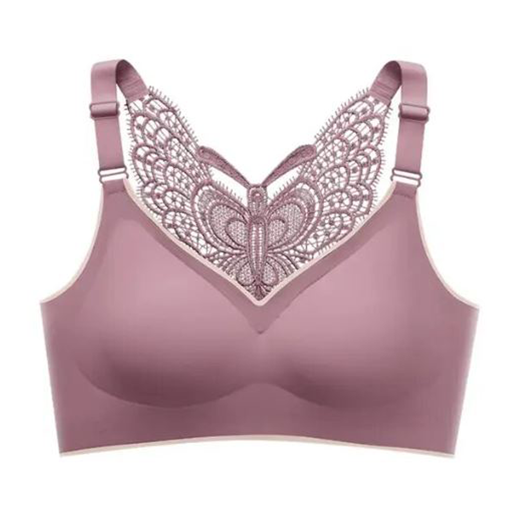 Tank Top Butterfly Beauty Back Push-Up Breast Support Underwear Bra for Women - Purple