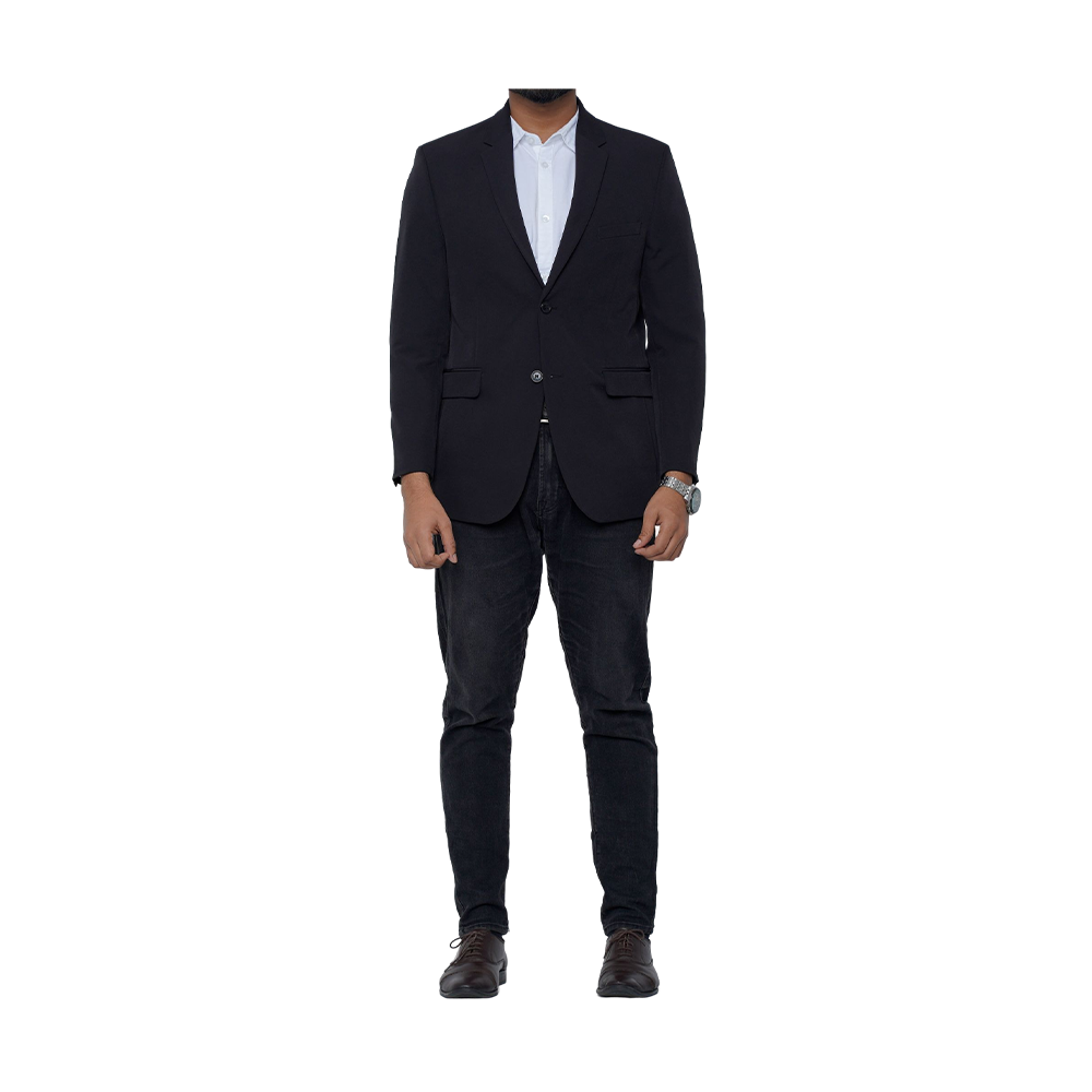 OCODE Cotton Single Blazer For Men - Black - MB-7802