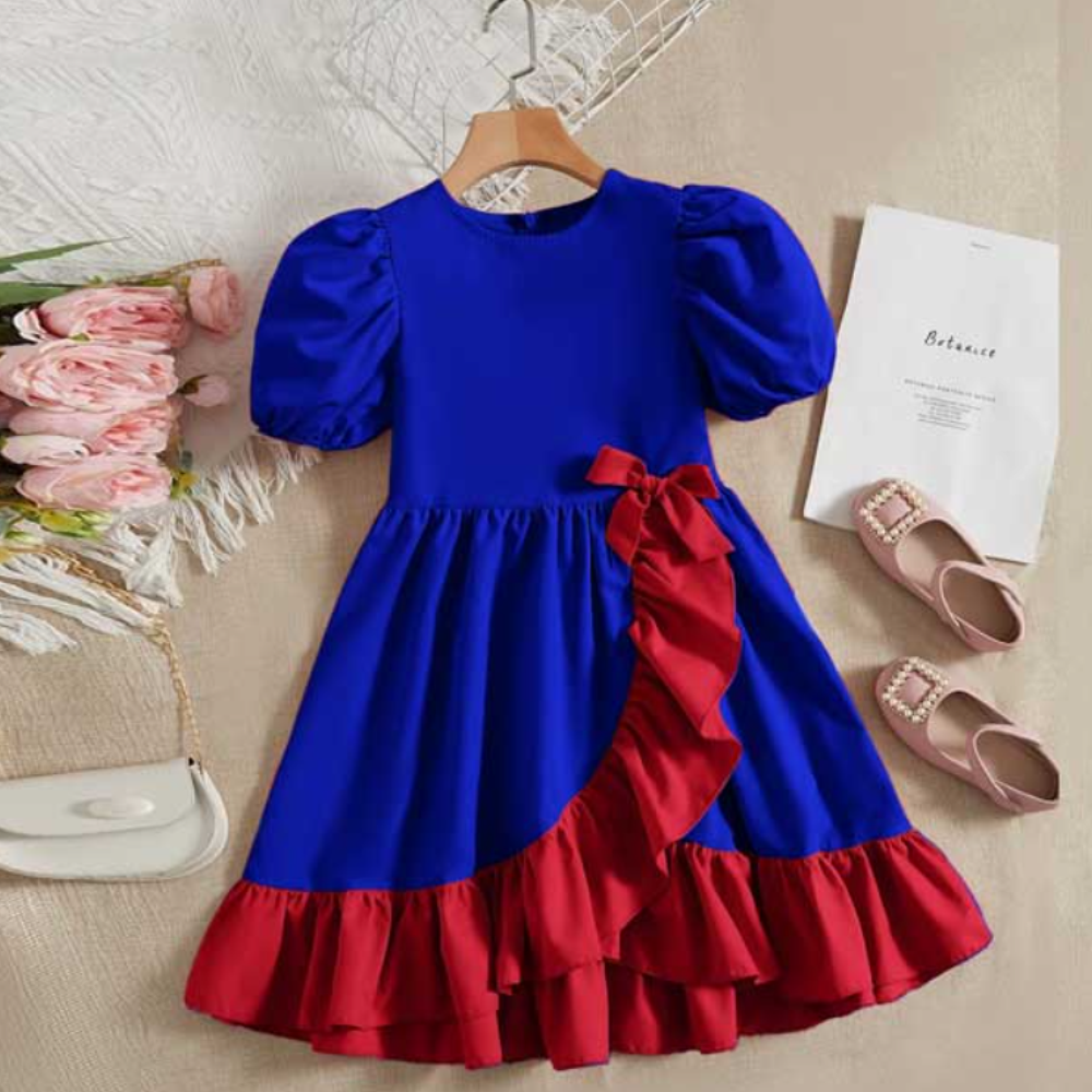 Dubai Cherry Frock for Girls - Blue - 203