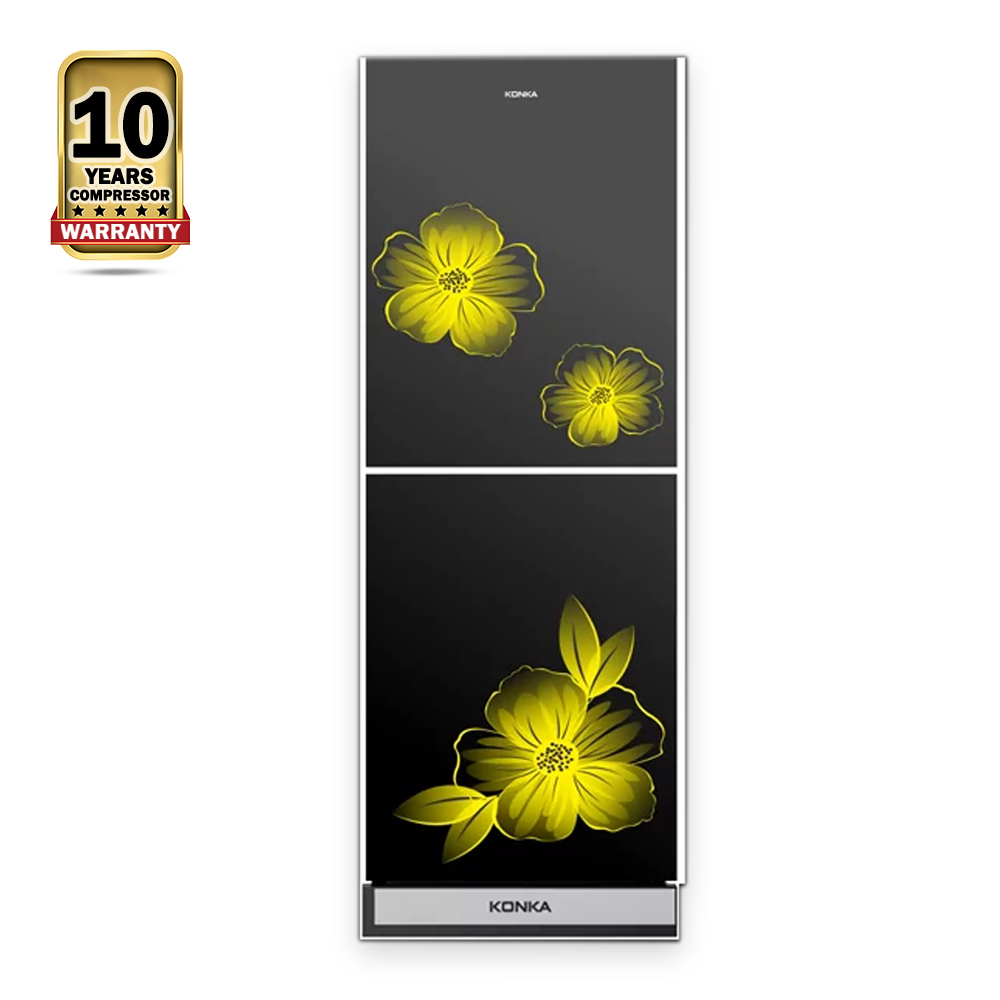 KONKA KRT-315GB-Glass Refrigerator - 315 Liter - Glass Mirror