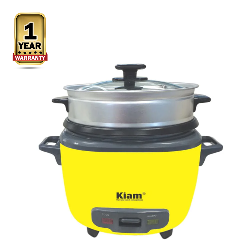 Kiam DRC-9704 NS Double Pot Drum Rice Cooker - 2.8 Liter - Silver and Yellow 