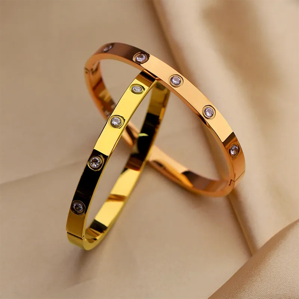 Stainless Steel Kada Bracelet For Men - Golden