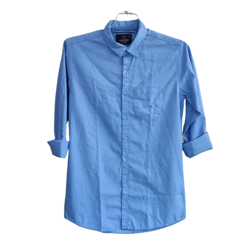 Oxford Cotton Full Sleeve Shirt For Men - Sky Blue - OP57