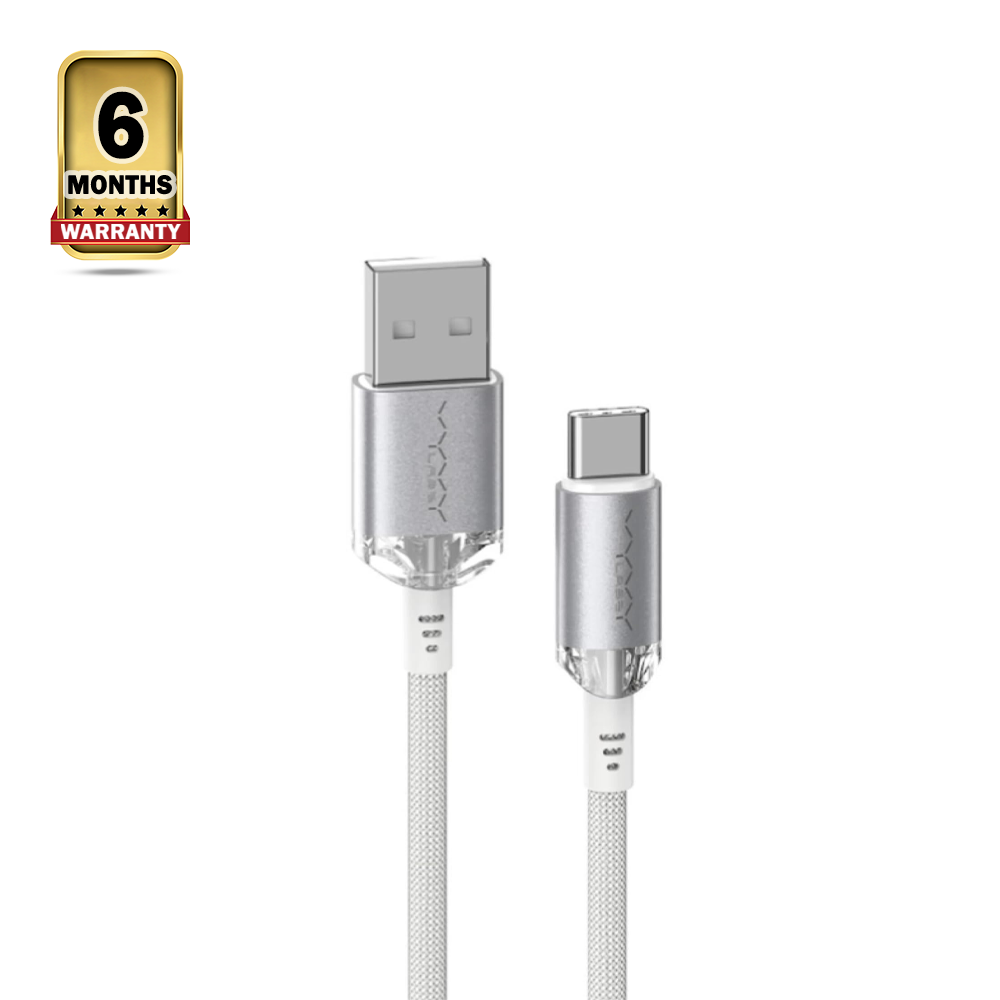 Vyvylabs VCSUC-01 Crystal Series USB to Type-C 3A Fast Charging Data Cable - 1M - White