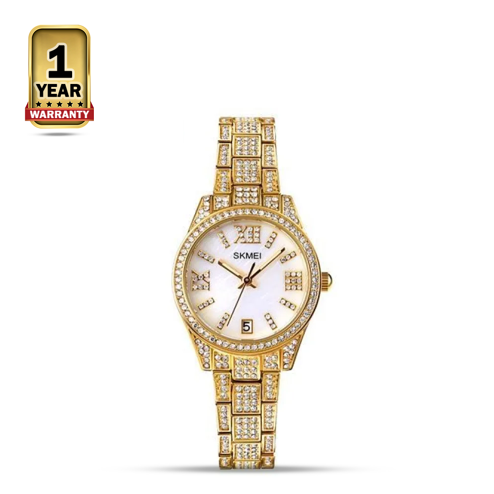 SKMEI 1741 Stainless Steel Luxury Watch For Women - Golden and White