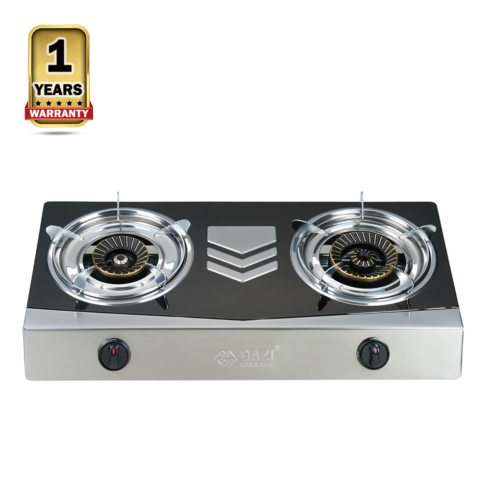 Gazi GST215C Double Burner Gas Stove Black and Silver