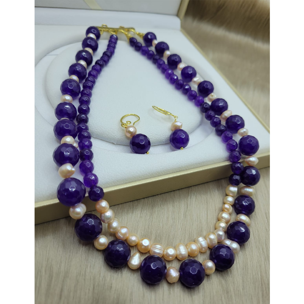 Real Pearl Jewelry with Semiprecious Gemstones - Multicolor