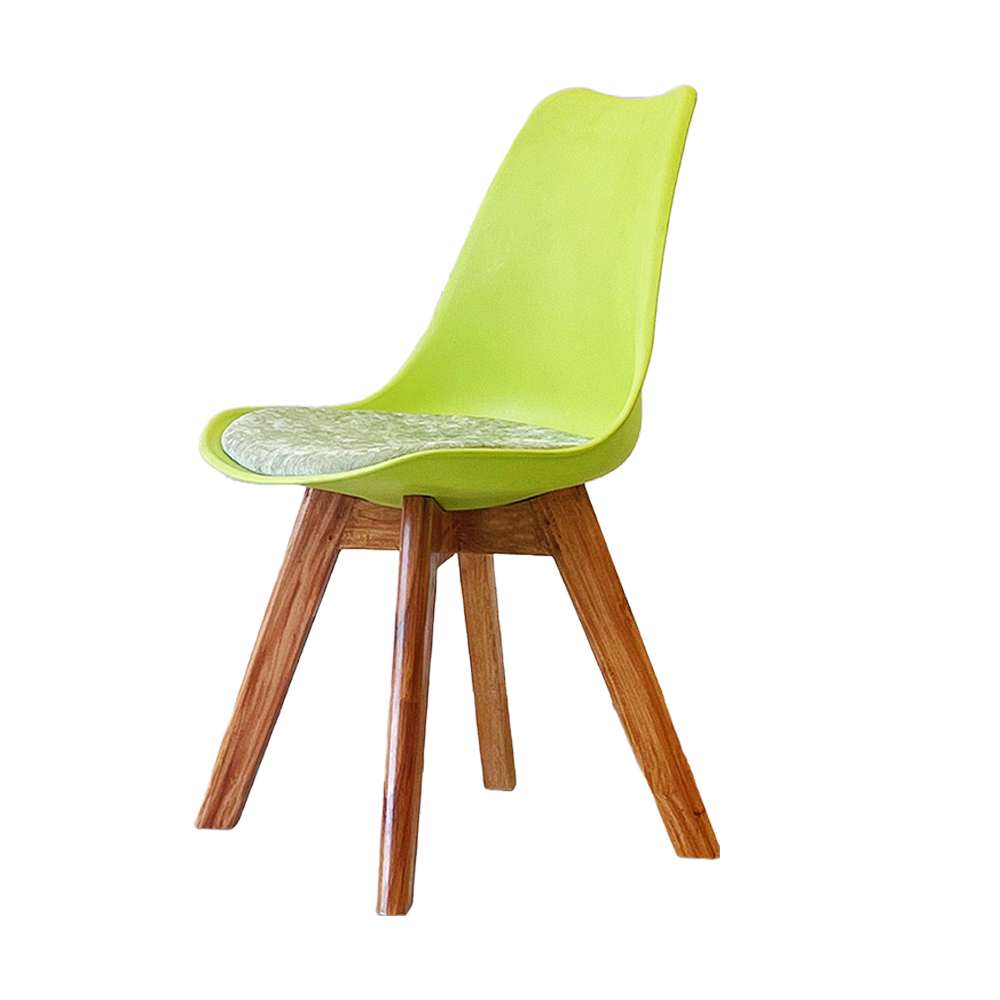Plastic and Wood Restaurant Chair - Green