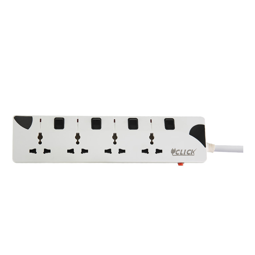 Click Safe Extension Socket 2pin 4skt 5Y - White