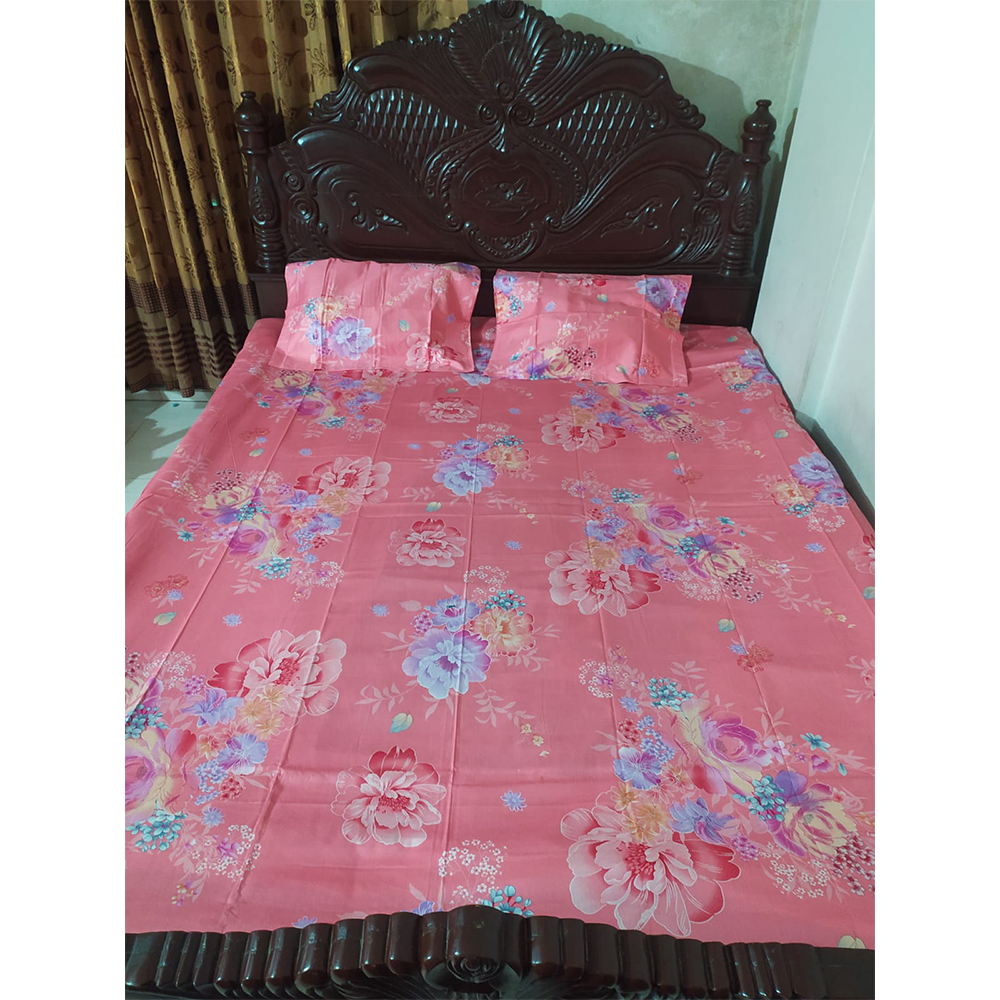 Twill Cotton King Size Double Bed Sheet - Multicolor - BT 14