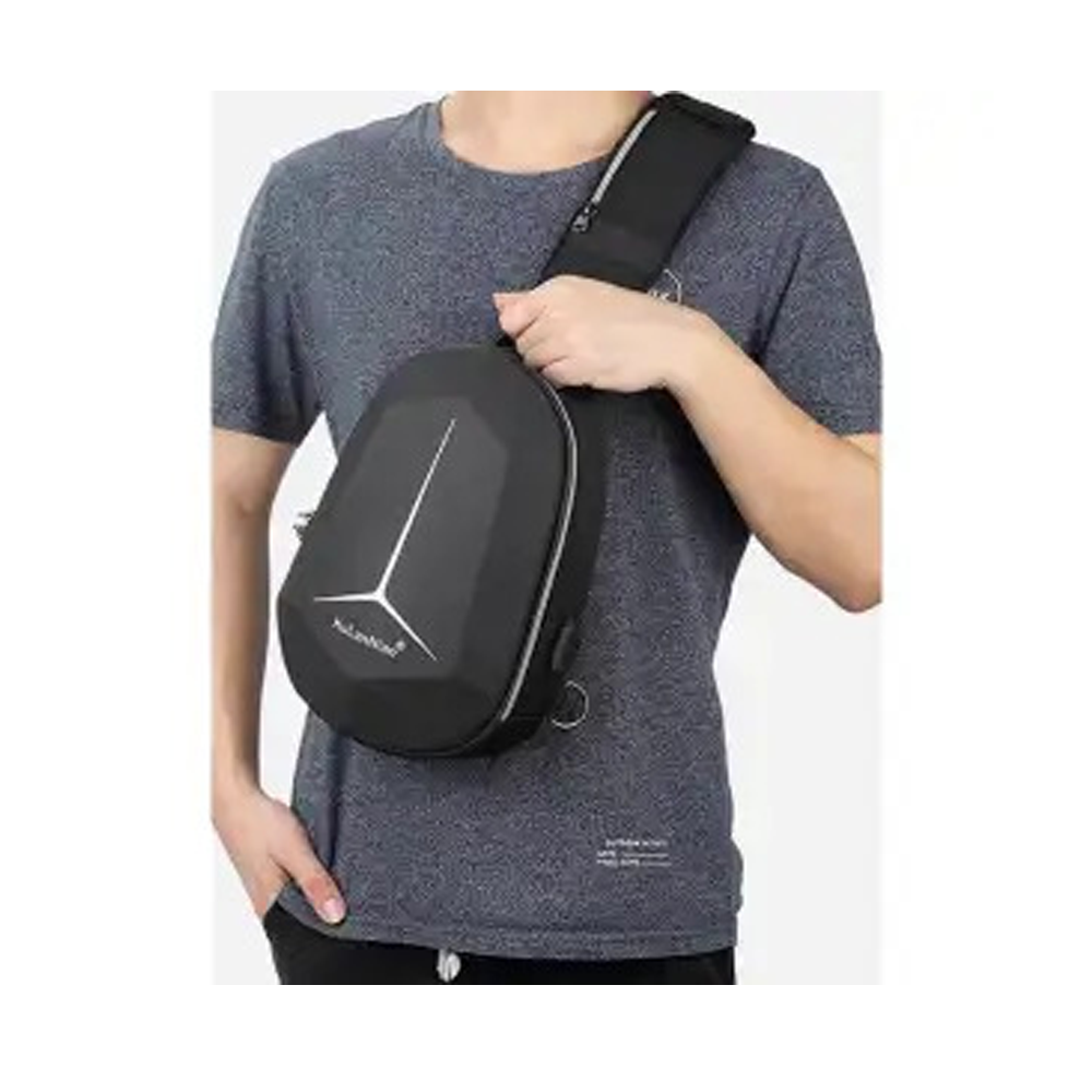 Nylon and Fiber Anti-Theft Lock Waterproof Shoulder Bag For Men - Black