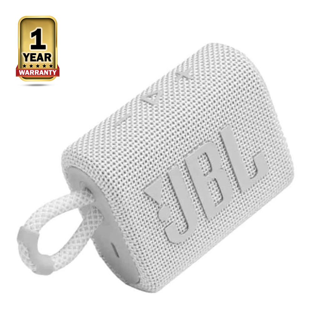 JBL GO 3 White Portable Bluetooth Speaker - White