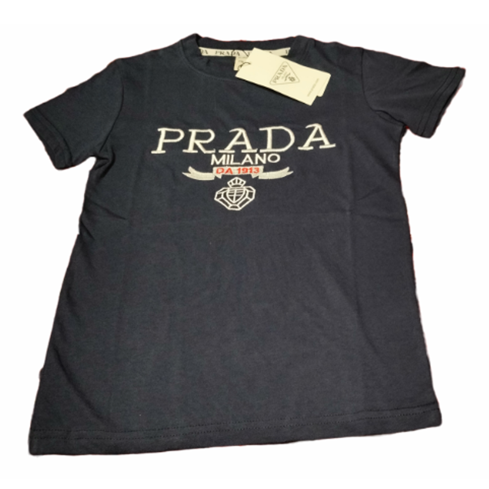 Cotton Prada Milano T-Shirt For Kids - 6-7 Years - Black