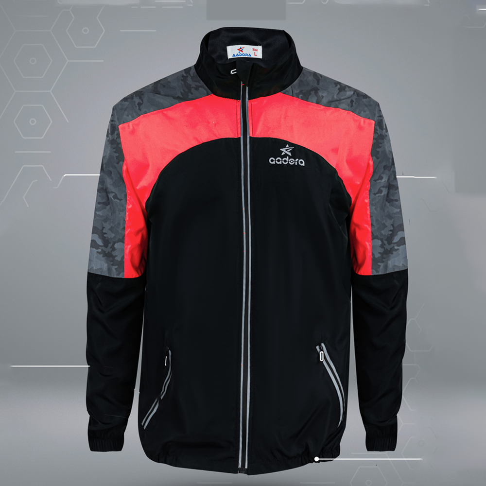 Aadora Polymicro Windbreaker 2Moon Jacket - Red and Black - APBD1006