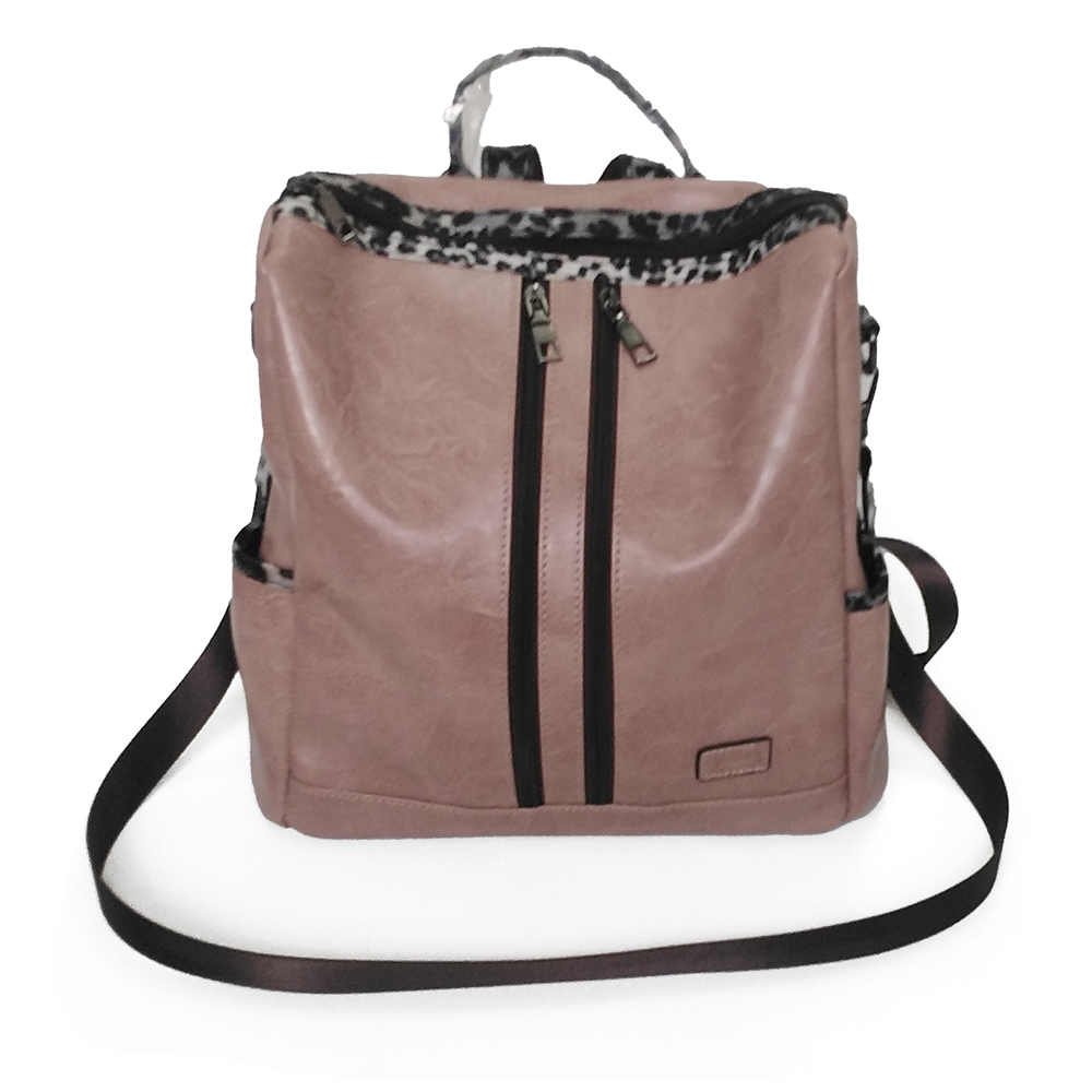 Artificial Leather Valetina Backpack For Women - Pink