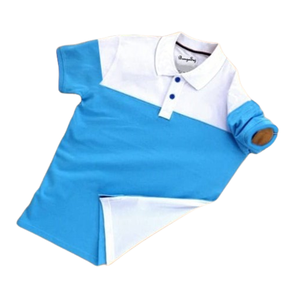 PK Cotton Half Sleeve Polo For Men - White and Blue - PT-222