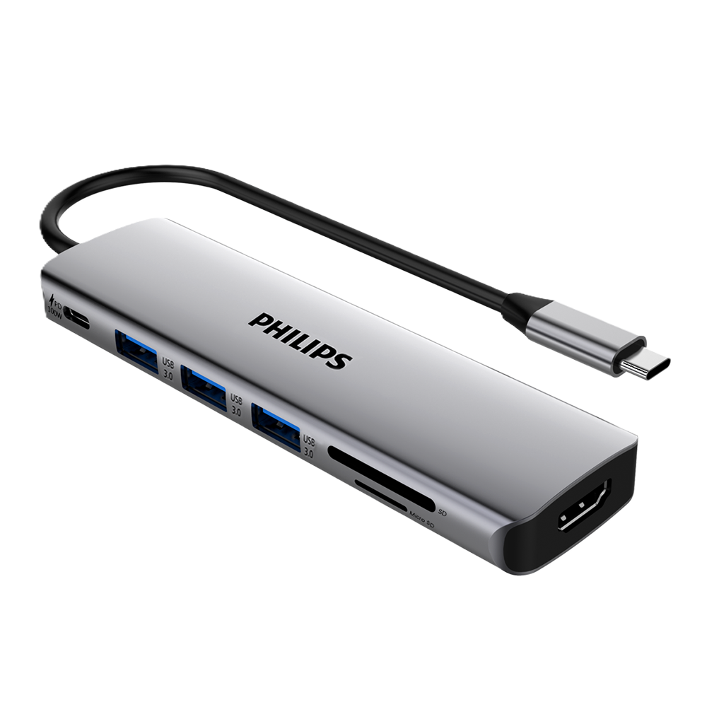 PHILIPS SWR170770 USB-C Hub - Silver - 4895229148390