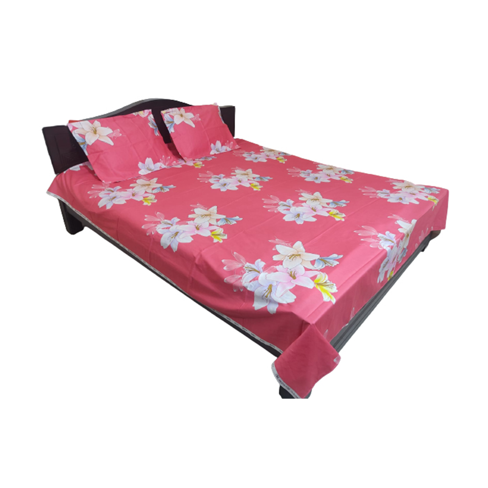 Cotton King Size Twill Bedsheet - Pink - BT-28